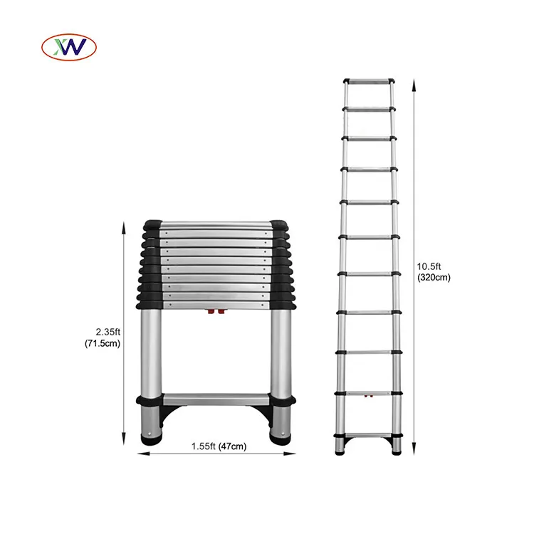 Venta al por mayor de ventanas de alta calidad escalera recta de aluminio telescópica