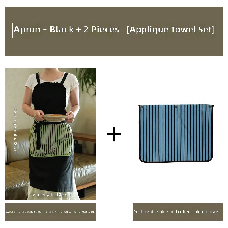 Tablier noir 2 serviettes