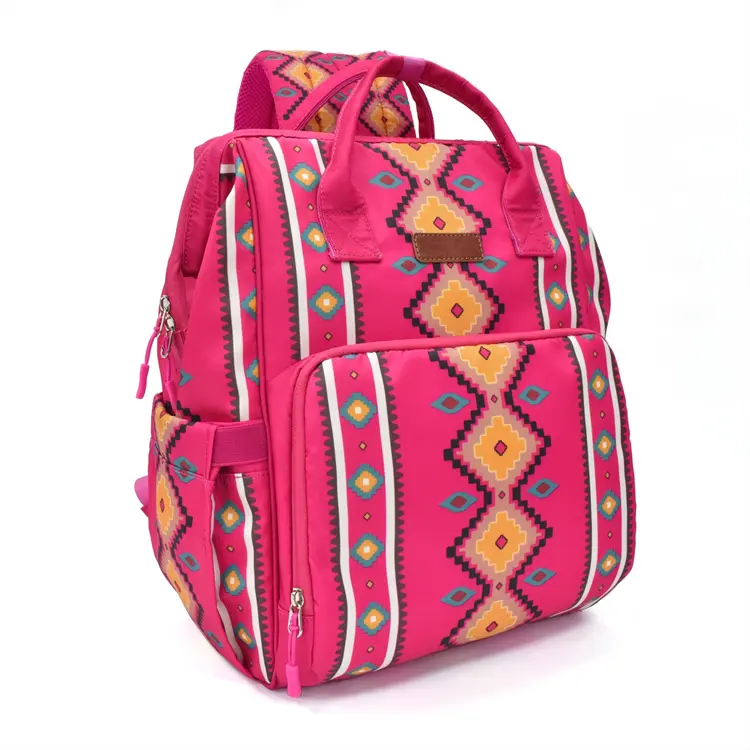 Custom Logo Fashion Outdoor Bohemia Pattern Aztec Style Travel Shoulder Bag Schoolbag Vintage Women Backpack