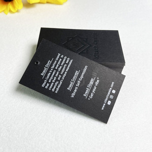 Etiquetas de papel de cartón personalizadas, etiquetas colgantes para ropa, con cadena, logotipo propio, color negro - Product Image 6