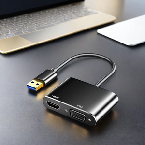 Pantalla de salida dual multipuerto Conector de color dorado Convertidor USB 3,0 a HDMI VGA 1080P para computadora a Monitor - Product Image 4