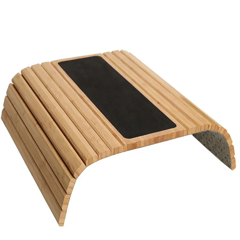 Divano in legno di bambù bracciolo vassoio clip tavolo/letto/divano bracciolo vassoio con base in EVA