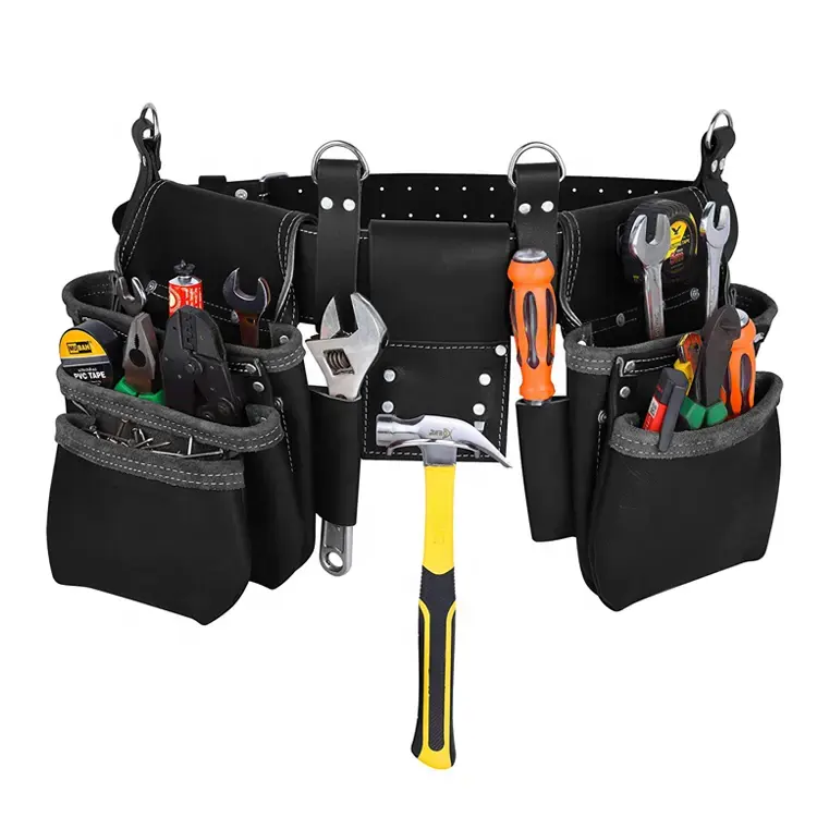 Custom Tool Kits PU Leather Waist Bag Professional Heavy Duty Belt for Electrical Construction Work