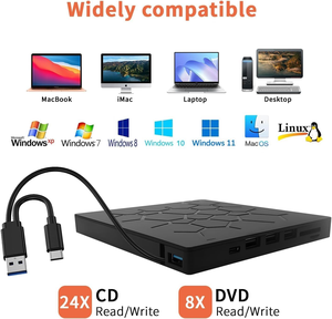工厂质量便携式超薄多功能7在1外部DVD光驱USB 3.0 CD DVD RW驱动器为笔记本电脑桌面 - Product Image 4