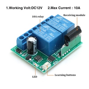 433MHz/315MHz Wireless RF relè interruttore DC 12V 2 canali modulo ricevitore con 1527 codice di apprendimento per sistema Smart Home - Product Image 5
