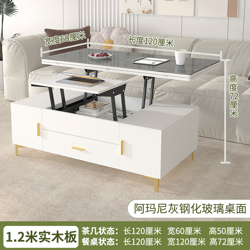 12m solid wood coffee table-armani gray glass