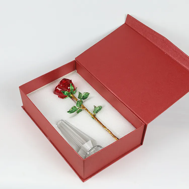 Casamento romântico presente, multicolor cristal de rosa festa de casamento centro de mesa decorado com rosas de cristal vermelho