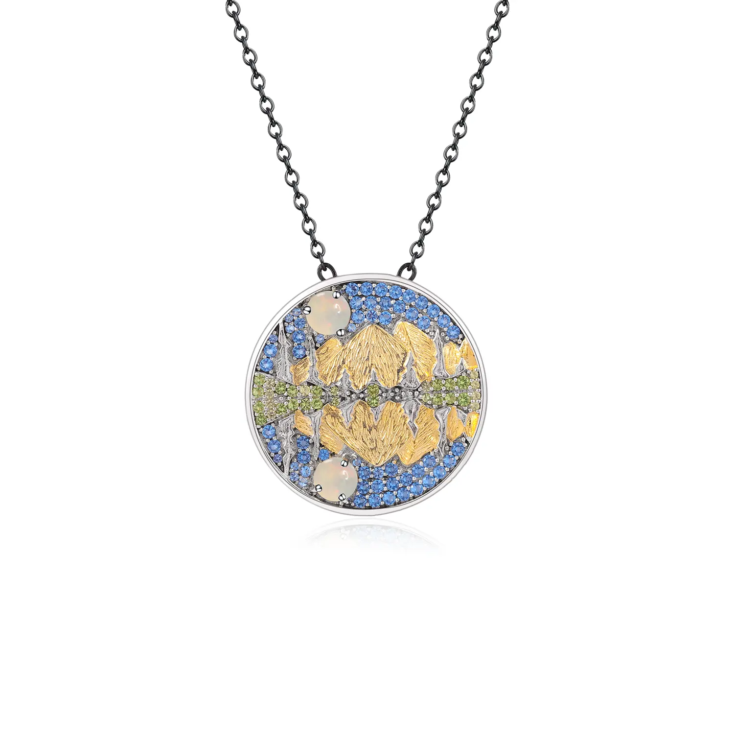 C8195 Bleibender feiner Schmuck Fabrik preis Natürliche afrikanische Opal landschafts reflexion 925 Sterling Silber Anhänger Halskette