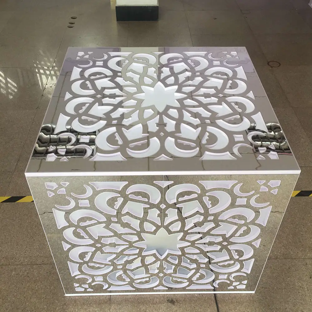 New Model Silver Mirrored Stainless Steel Acrylic Cake Table Base desert Display Table for Wedding Decorations