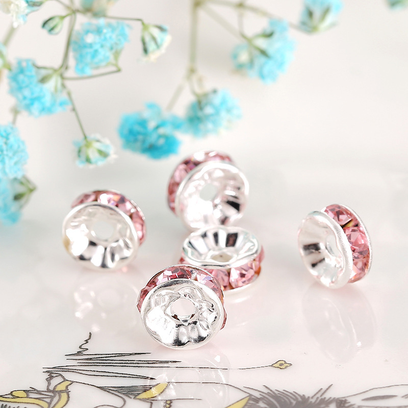 Rose clair à bords droits plaqué argent