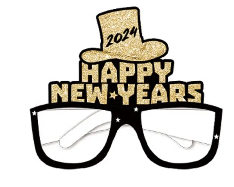 Gafas de Año Nuevo 2024, 12 Uds., papel de Feliz Año Nuevo, gafas 3D, accesorios para fotomatón de papel, decoración de gafas de fiesta de Nochevieja