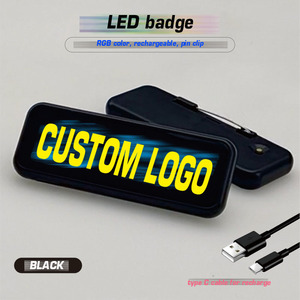 RGB LEDバッジDIYブランクカスタムマルチモードタイプC充電式バッテリーピンバッジ屋内用途 - Product Image 3
