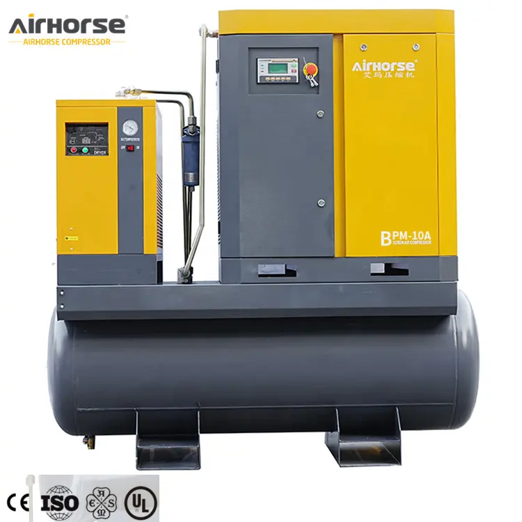 Compresor de aire de tornillo rotativo industrial todo en uno 10Hp 15.8bar para corte de metales
