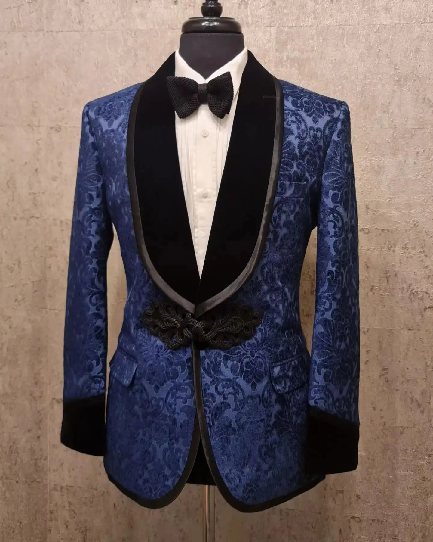 Terzi bordo erkekler kadife takım elbise Blazer damat smokin düğün yemeği balo Suit