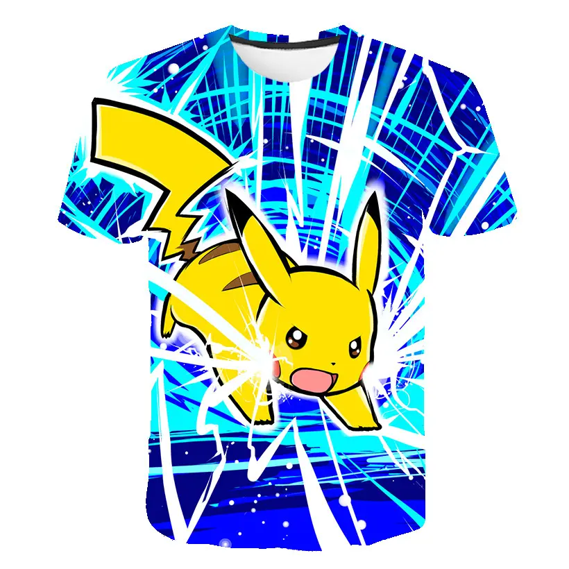 Camiseta con estampado 3D de Pikachu para hombre y mujer, camisetas de Anime personalizadas con patrón de soporte, venta al por mayor