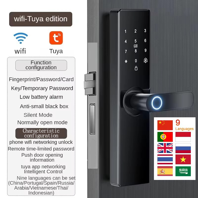 TUYA version with mortise-App,Fingerprint, password, card, key