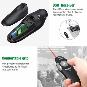 2,4 GHz Wireless USB Pen Leistungs starker schwarzer RF-Fernbedienung moderator für Powerpoint-PPT mit roten Laserpointern - Product Image 6