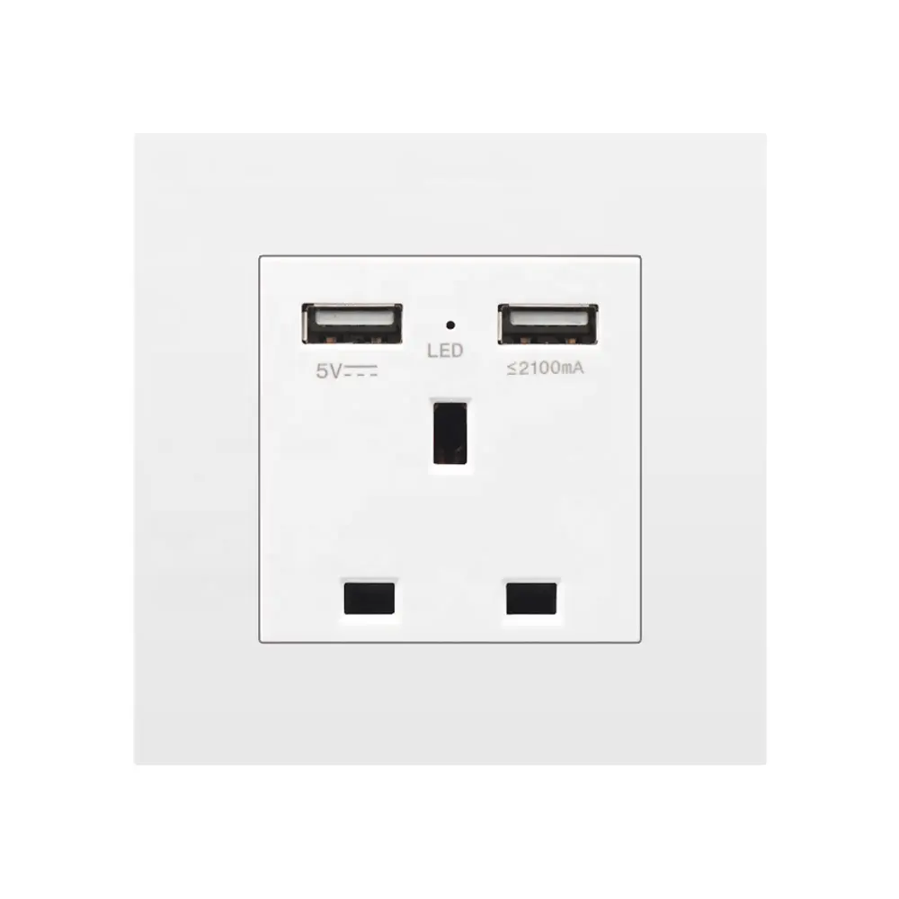 Uk 2 usb pc white panel 220v prese a muro singole