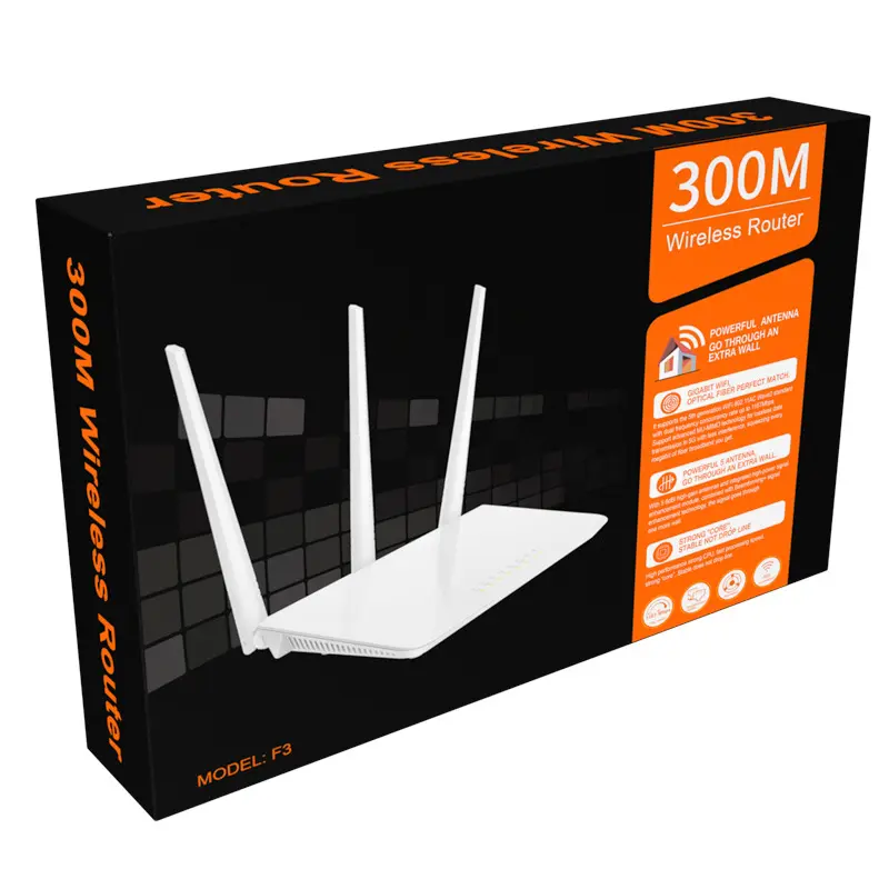Routeur domestique sans fil 300Mbps Multi Language Tenda F3 2.4GHz 3 antennes Version anglaise Routeur Wifi sans fil