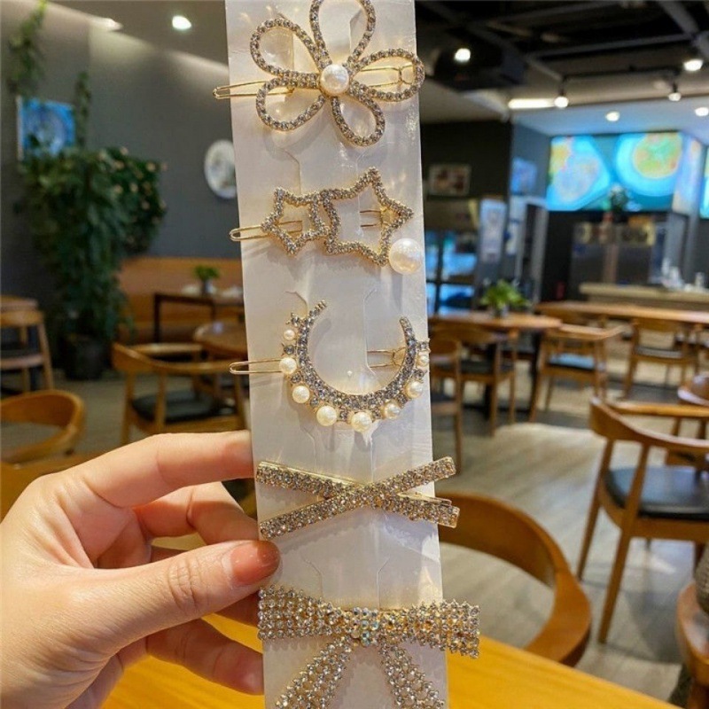 Ensemble 5 pièces nœud papillon en strass J1-9