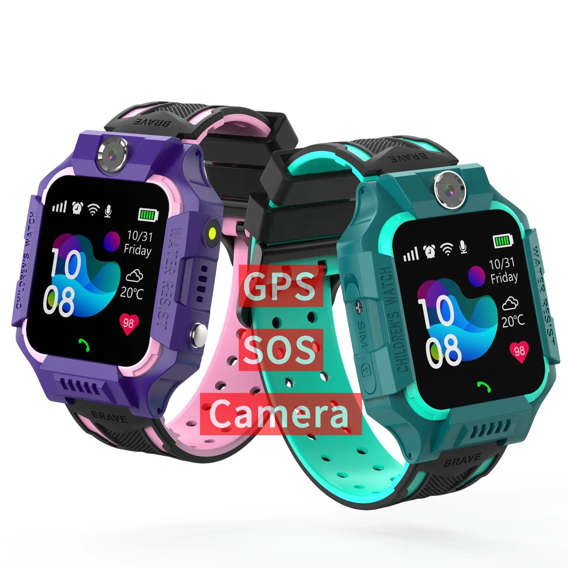 ساعة ذكية 2G مع كاميرا SOS GSM LBS GPS لتعقب الأطفال والفتيات والفتيان والفتيان مع منبه وعرض مع بطاقة SIM للهواتف المحمولة Q19
