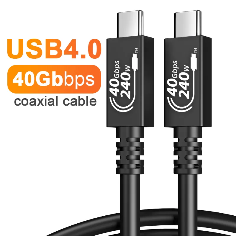 Kabel Data cepat USB 4.0 ke C, kabel Data 240W 40Gbps kustom untuk ekspansi Data 8k, kabel Cepat CTIOP-C 1M/1.5M