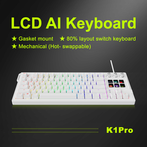 Custom Keyboard with LCD Screen - K1 <strong>Pro</strong> with <strong>Programmable</strong> Display <strong>Keys</strong>, Gasket Mount, ARGB - Ideal for Editing &amp; AI Workflows