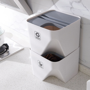 二重使用の積み重ね可能なプラスチックゴミ箱ふた付き家庭ごみ分類ビン - Product Image 5