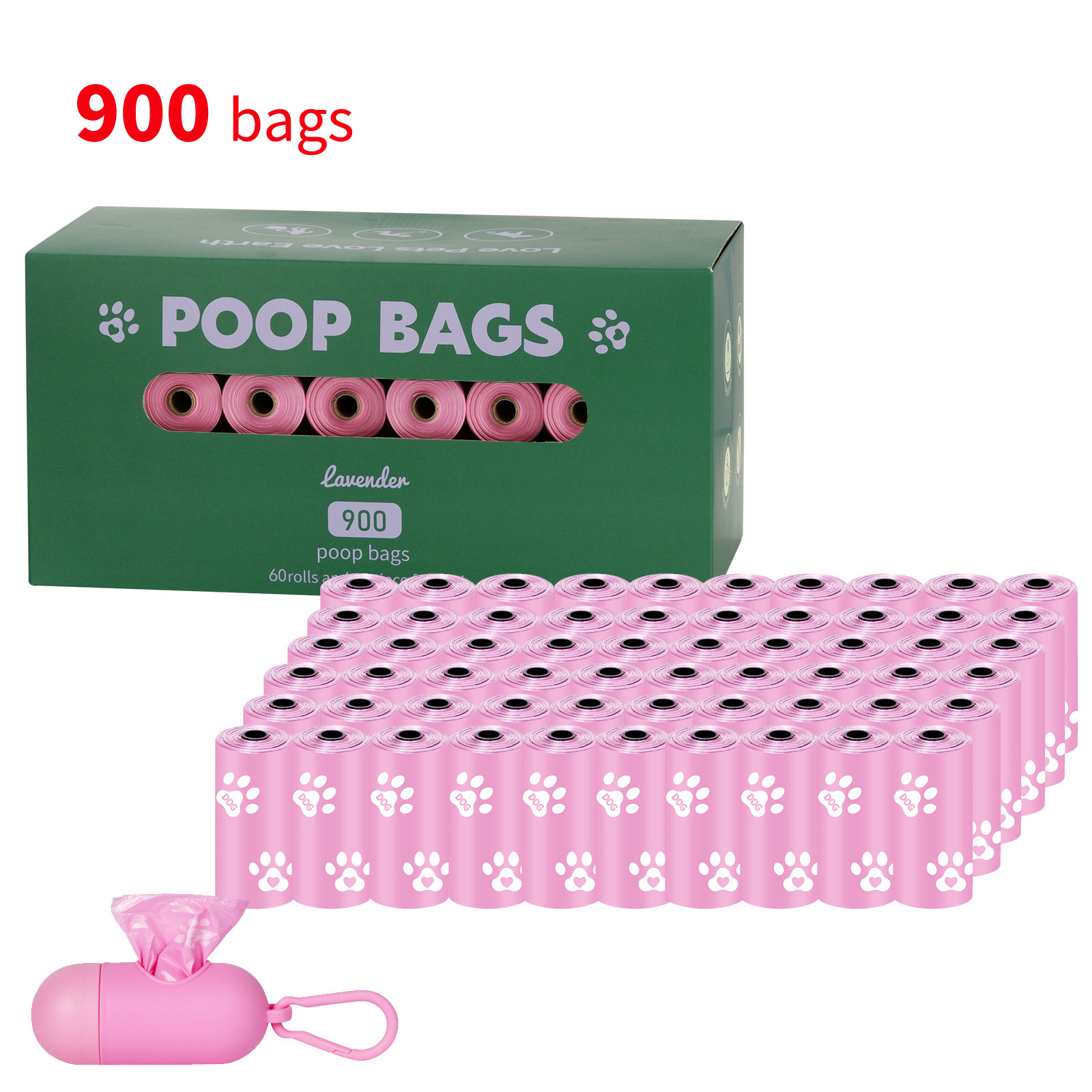 รอยเท้าสีชมพู 60 ม้วน + กล่องใส่