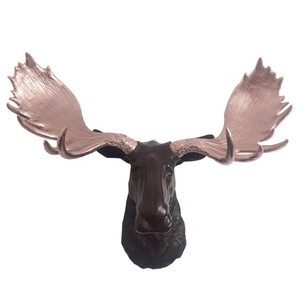 Cổ Điển Nhân Tạo Brown Moose Đầu Gắn Tường Với Gạc Polyresin Trang Trí Nhà - Product Image 1
