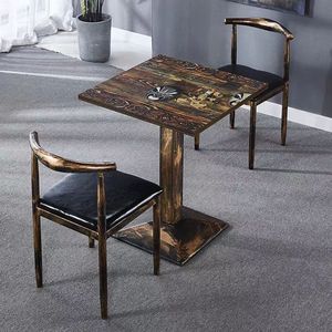 Hiện đại Retro thức ăn nhanh bàn ghế thiết lập kinh tế gỗ thiết kế cho nhà hàng Snack BBQ thực phẩm gian hàng mì cửa hàng Lẩu bảng - Product Image 4