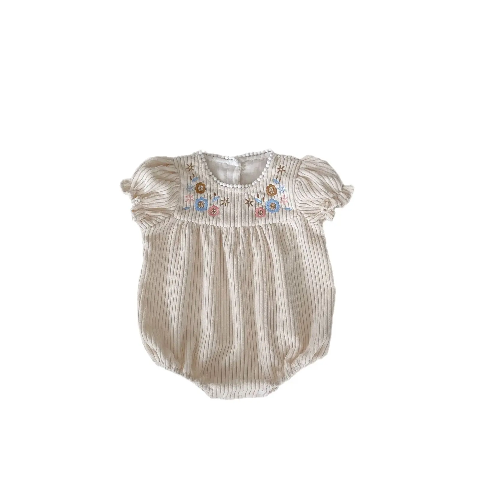 समर किड्स फ्लावर प्रिंटिंग रोम्पर नवजात शिशु के लिए सॉलिड कलर रोम्पर शिशु लड़कियों के लिए सूती कपड़े
