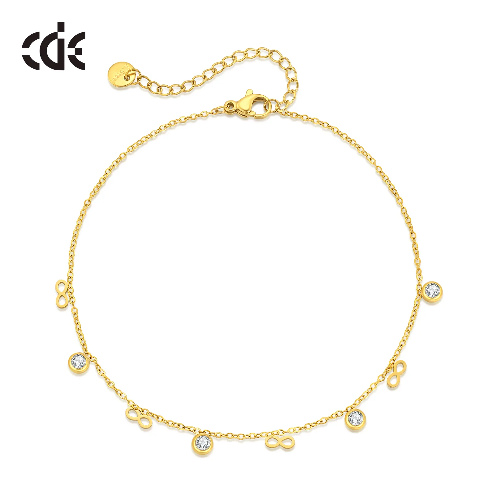 CDE MGA006 Créativité Bijoux D'été En Acier Inoxydable Infinity Symbole Conception Cheville En Gros 18K Or Étincelant Pied Chaîne