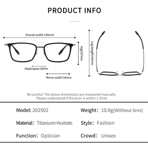 202502 Kính Mắt Titan Khung Vuông Kính Quang Học Khung Titan Mùa Xuân Bản Lề Kính Mắt Cho Nam Giới Phụ Nữ Screwless Kính - Product Image 6