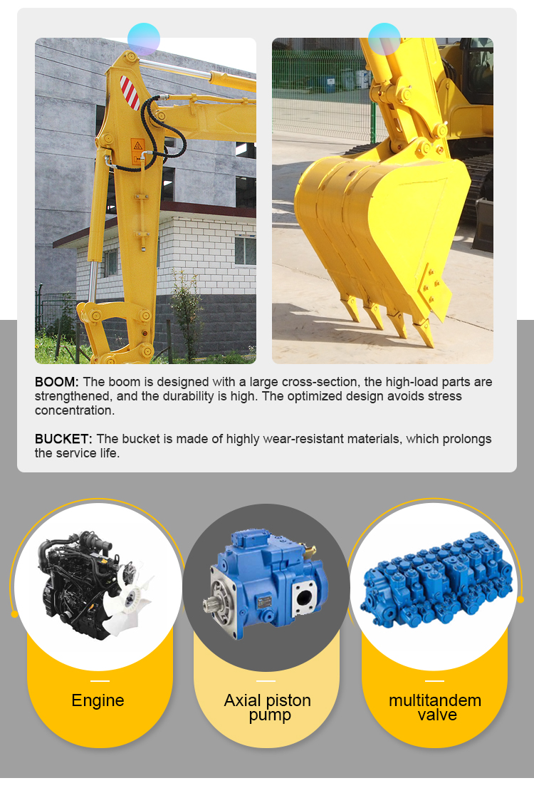 Chinese 6 ton excavator CE rubber crawler track excavator with auger crawler digger material handling Chinese digger