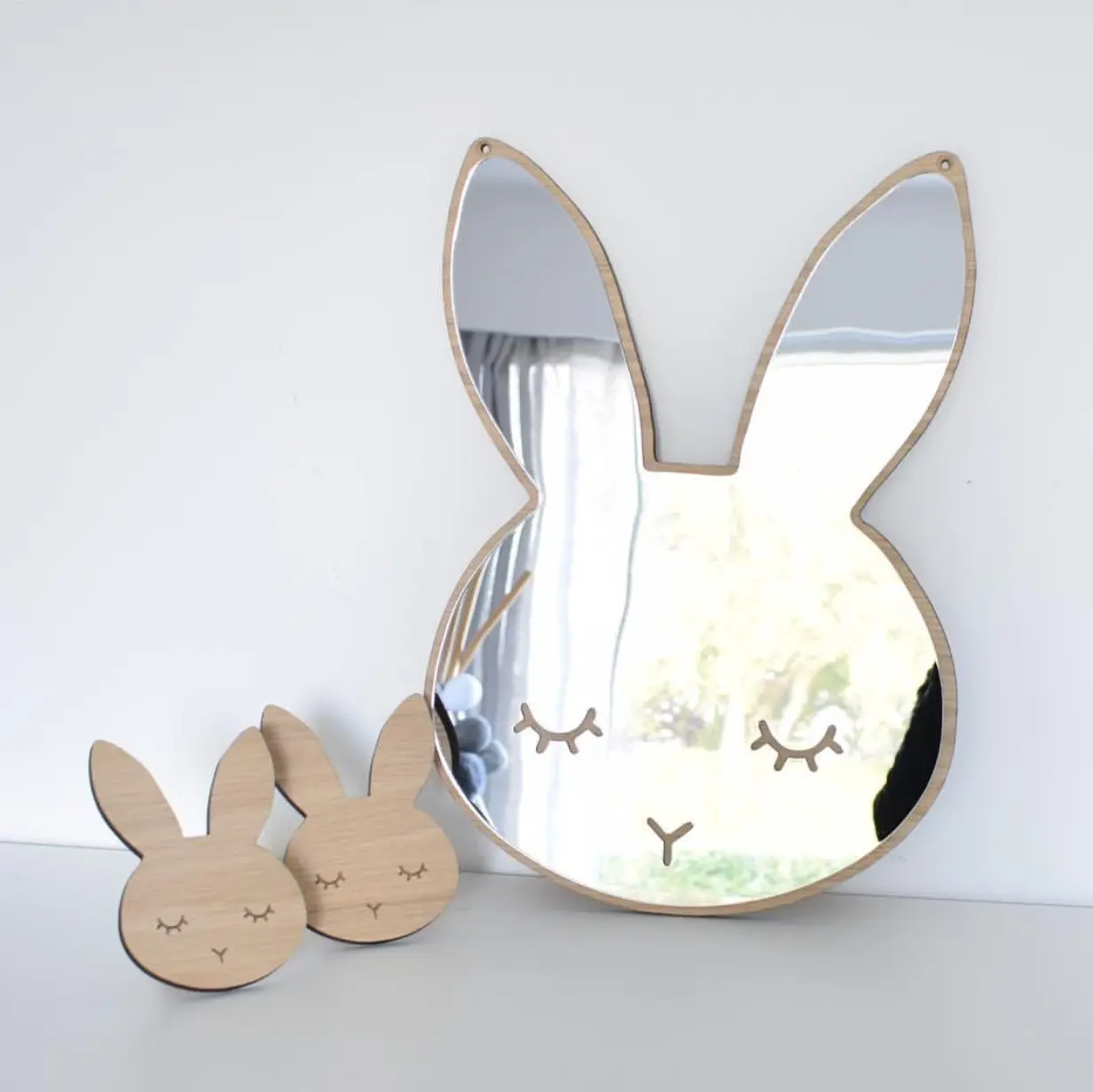 Детское мультяшное съемное зеркало для ванной комнаты в виде кролика звезды дерево акриловое зеркало рамка домашняя художественная Настенная Наклейка