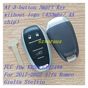 Al 3ボタンスマートキー車のリモートカーキーロゴなしでアルファにフィット (433mhz/ 4Aチップ) - Product Image 2