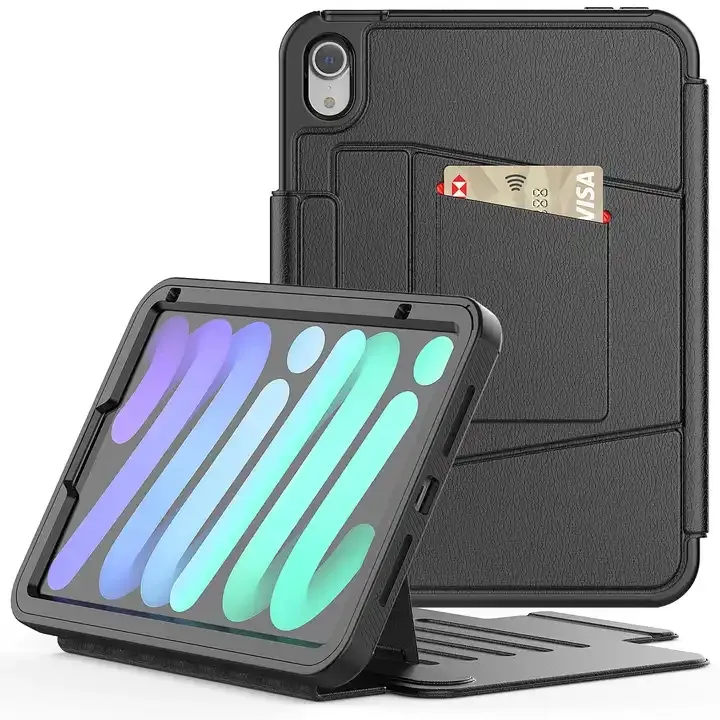 Capa inteligente para tablet, capa protetora, design de couro, para ipad mini 6, 2021 polegadas, com suporte para cartão, 8.3