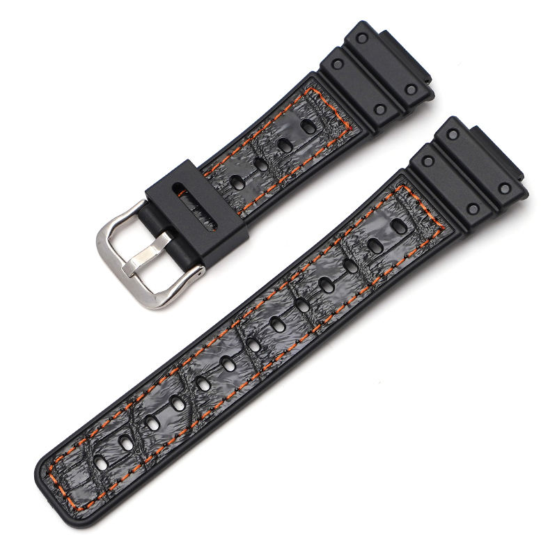 Ligne noire et orange + boucle argentée