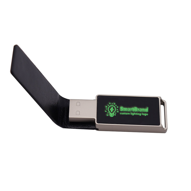 迷你金属u盘闪存带发光二极管照明定制标志8gb 16GB Pendrive Cle u盘UL62皮革纪念u盘结婚礼物 - Product Image 1