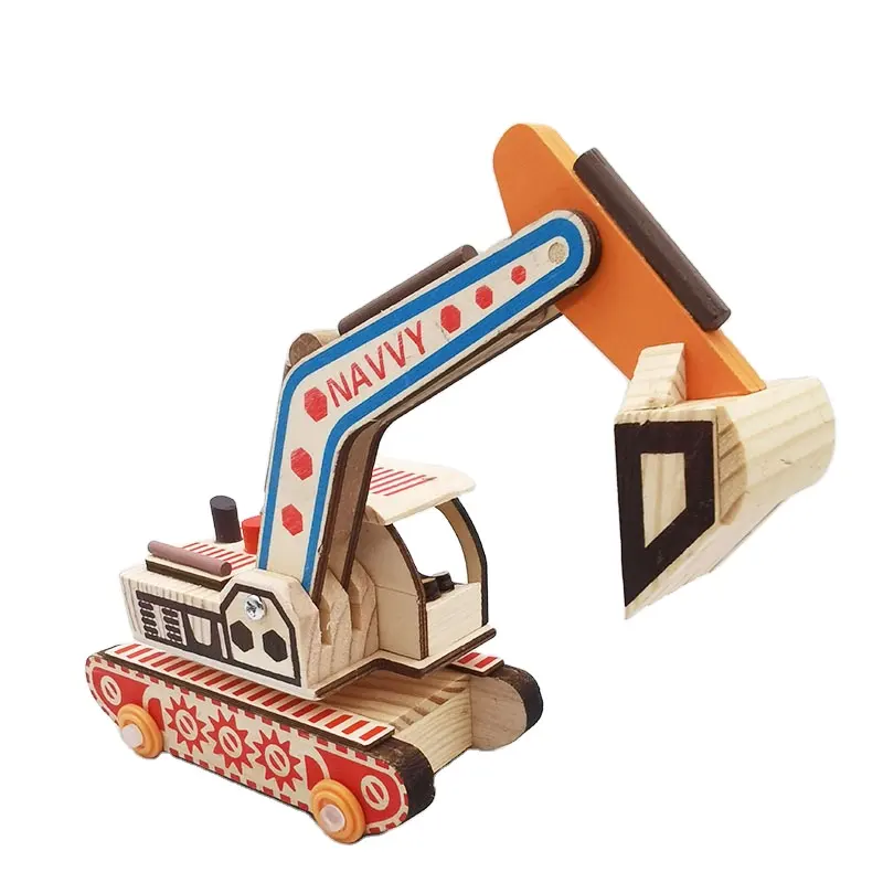 Escavatore per bambini personalizzato modello 3D camion Set di auto in legno veicolo meccanico mobile giocattolo Montessori per bambini di età 3 + anni