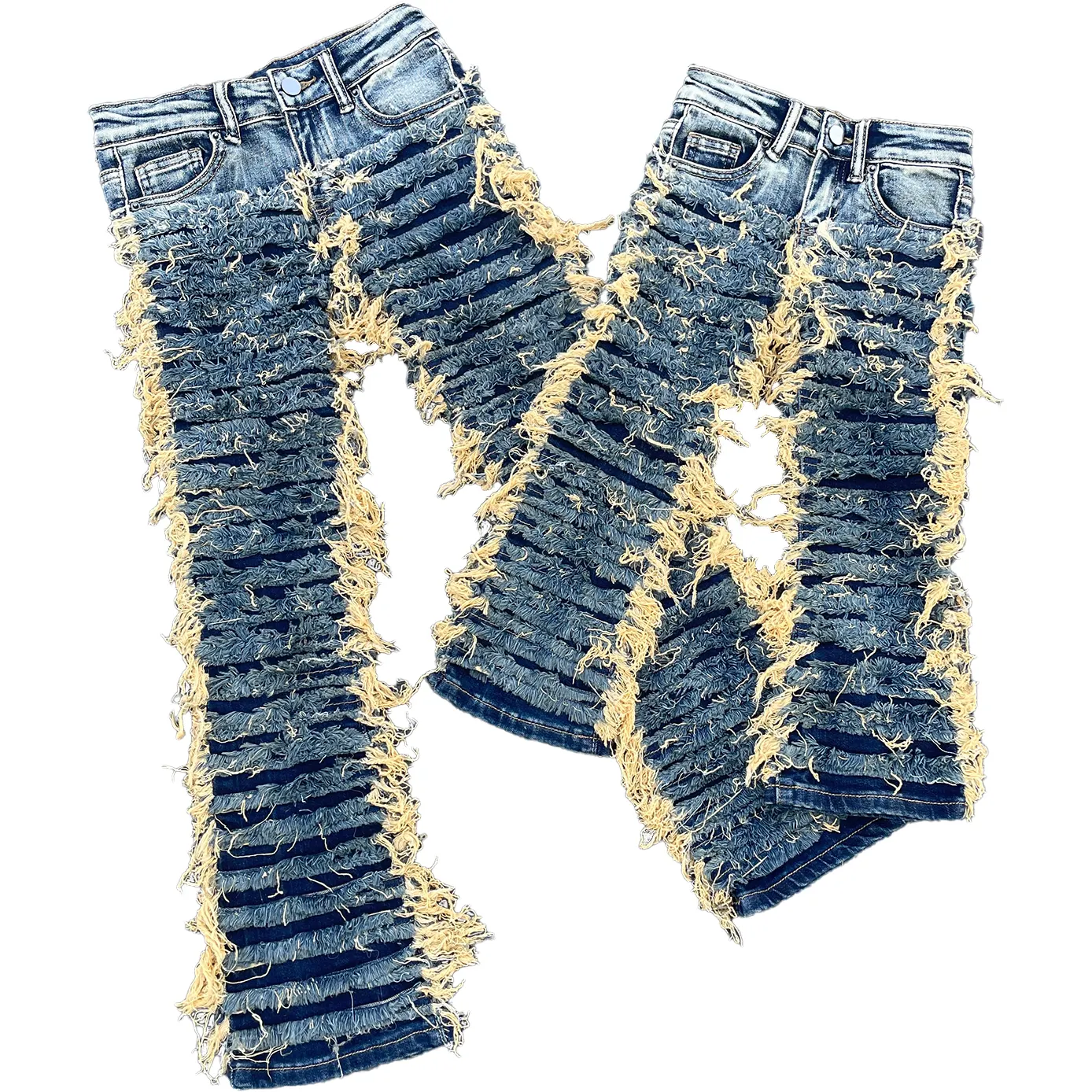 ZhuoYang garment Denim manufactured Customization 1-14 years old Kids Flared Fit Jeans Stacked Denim Jeans For Boys