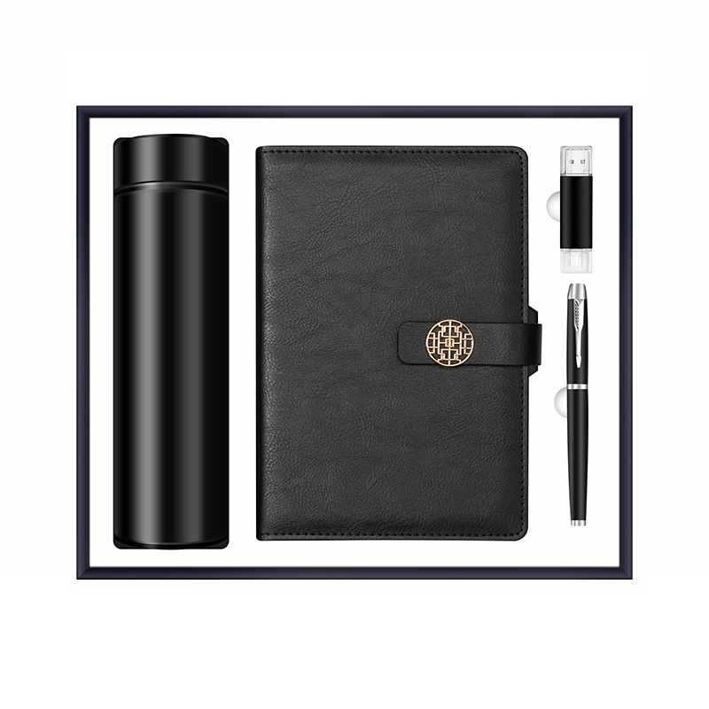 Noir-(flacon + cahier + stylo + USB)
