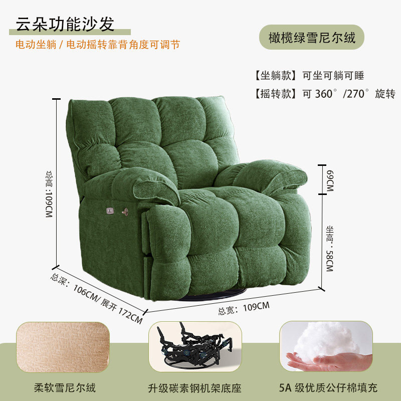 Chenille verde oliva taglia grande - morbido e confortevole.