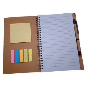 Cuaderno con Bloc de notas adhesivas y bolígrafo Cuaderno A5 con bolígrafo Cuaderno espiral personalizado A5 Cubierta de cartón Kraft