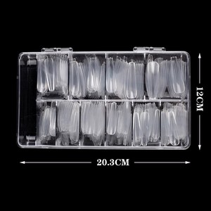 600 adet bir çanta tırnak ipuçları şeffaf akrilik çivi ipuçları tam kapak tırnak ipuçları olmayan c eğrisi taban kat - Product Image 6