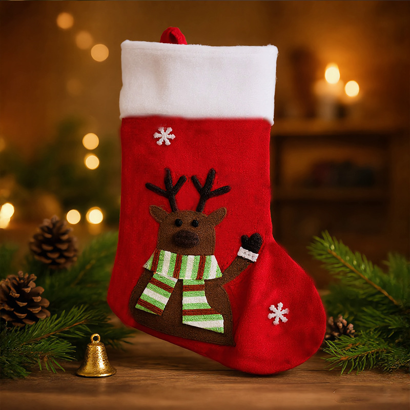 Chaussettes en tissu non tissé à rayures tricolores et motif cerf