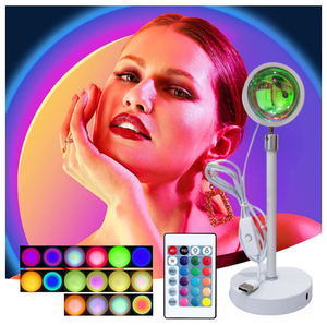 Ücretsiz kargo RGB Sunset lamba 16 renk uzaktan kumanda ışıkları Usb masa lambası dekorasyon Sunset projeksiyon lambası - Product Image 1
