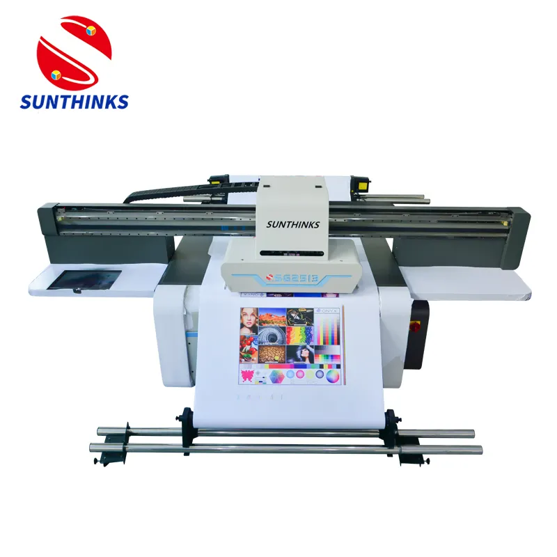 Sunthinks-impresora Uv plana de inyección de tinta para azulejos de gran formato, tablero de plástico, pared de fondo, papel tapiz de decoración, alfombra