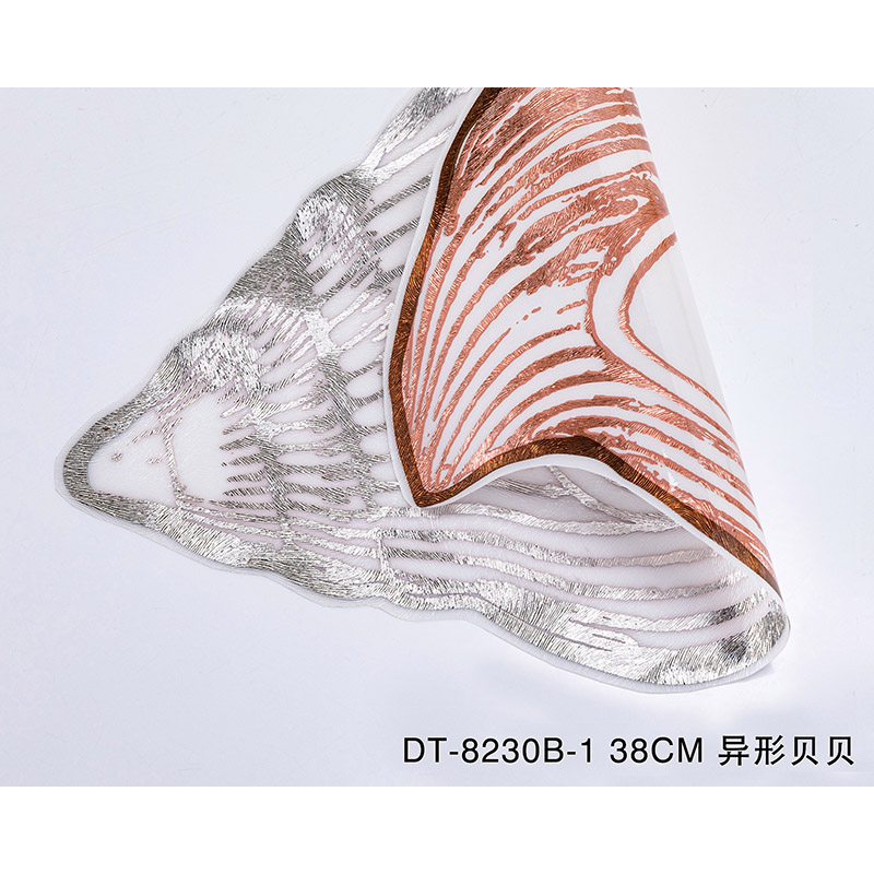 Sea Shell Shape Irregular Cute Gold Dinning PVC Plastic Placemats